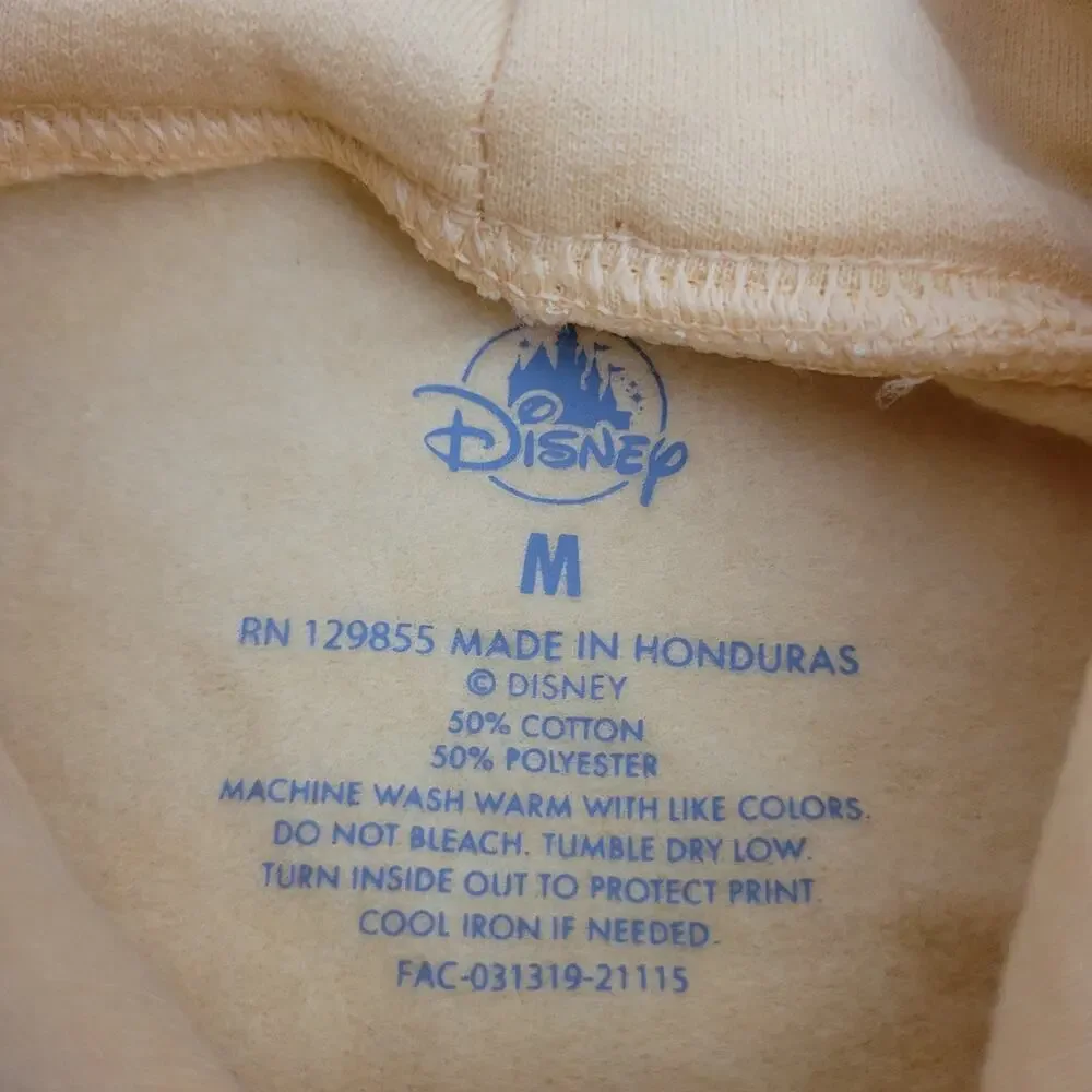 Disney Parks Walt Disney World Hoodie Sweatshirt Size M Yellow Pockets Cotton - Picture 4 of 6